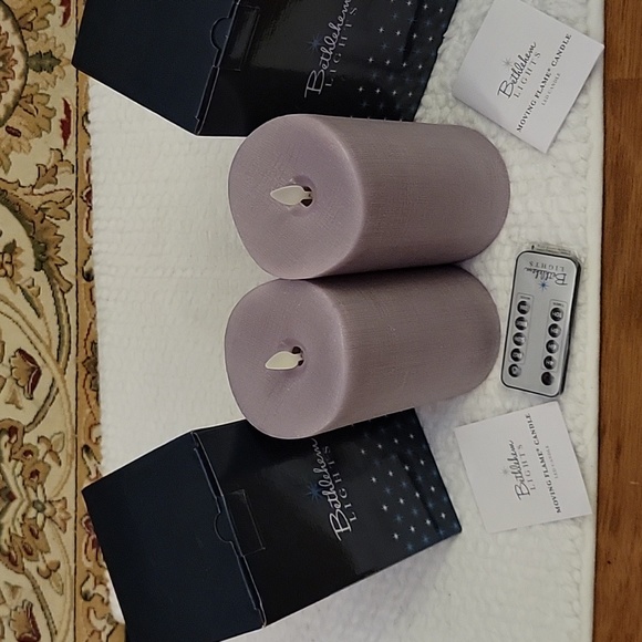 Bethlehem Lights 2pc set 7" Moving Flame Touch Candles RemoteControl PurpleNew … - Picture 1 of 13